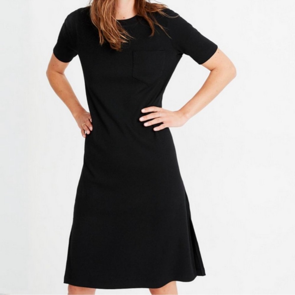 Madewell Black Ribbed Tshirt Dress